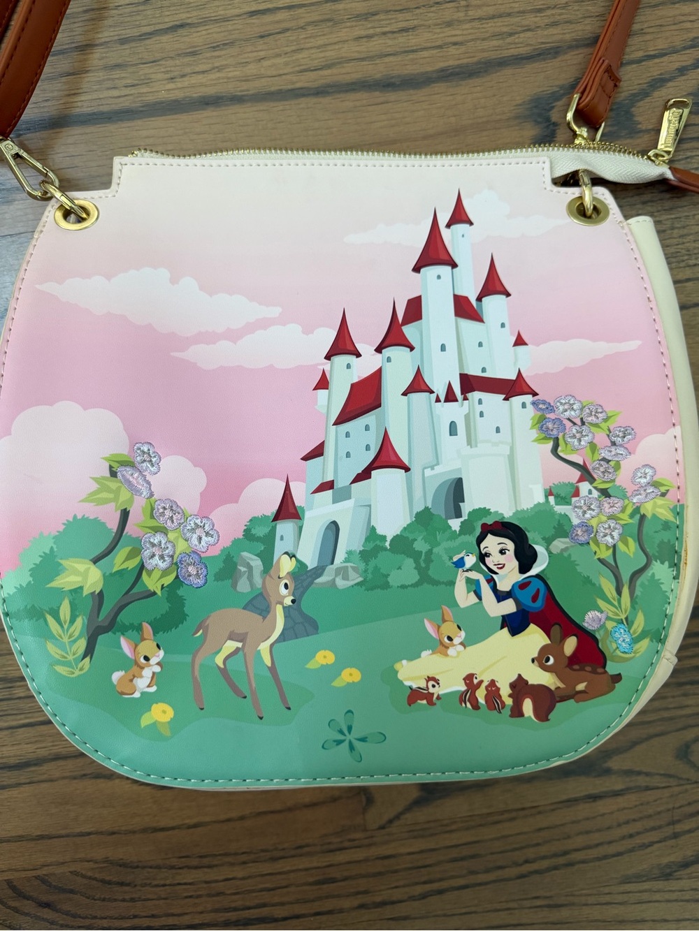 Loungefly Pink & Cream Snow White Castle Crossbody Bag